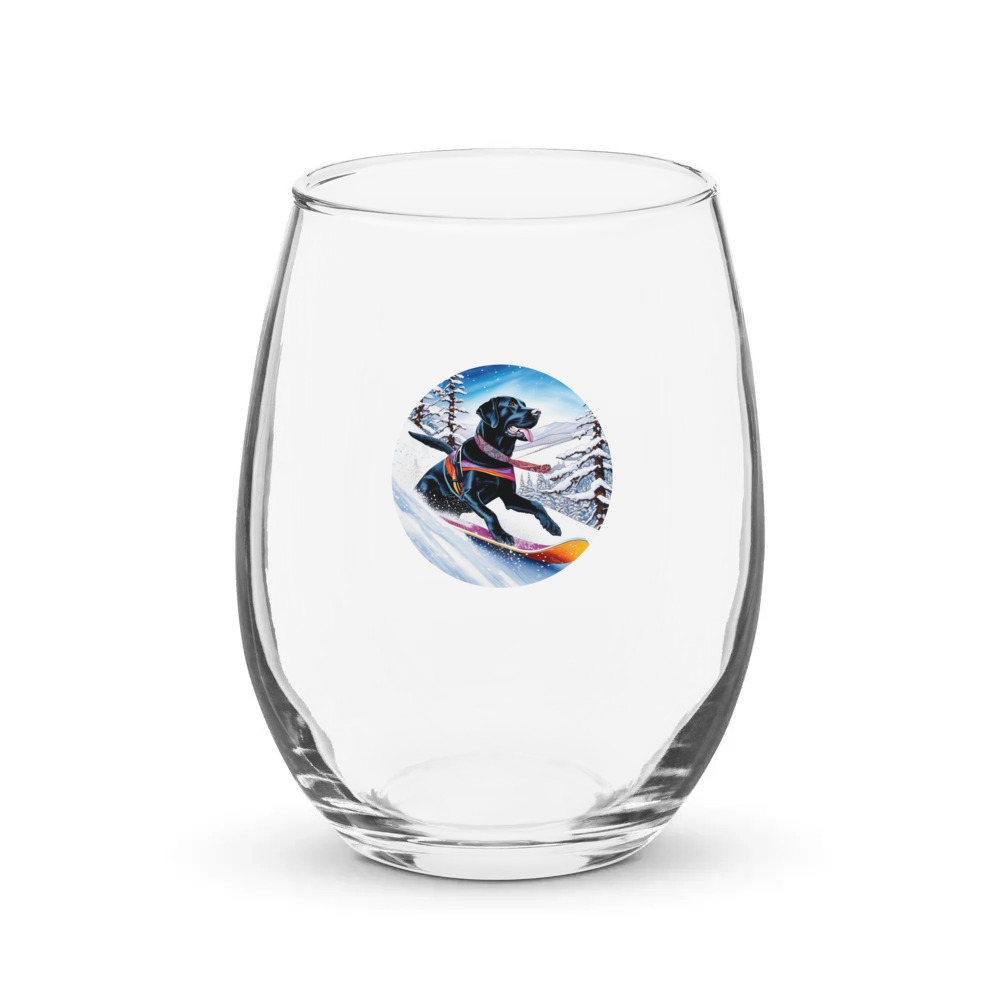 PugMug Custom Black Labrador Retriever Stemless Wine Glass