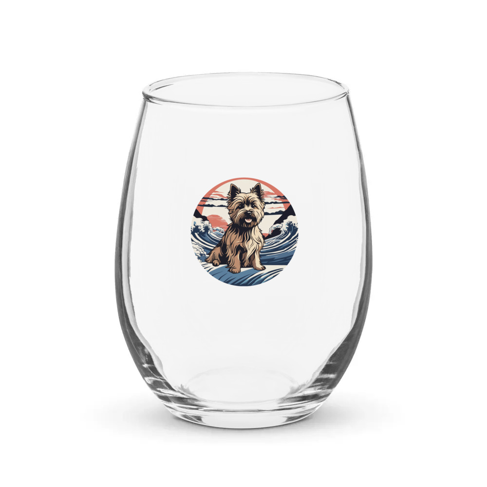 PugMug Custom Cairn Terrier Stemless Wine Glass