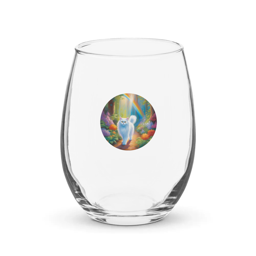 PugMug Custom White Persian Cat Stemless Wine Glass