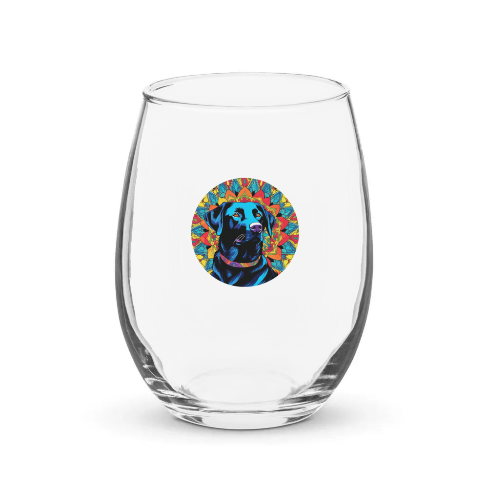 PugMug Custom Black Labrador Retriever Stemless Wine Glass