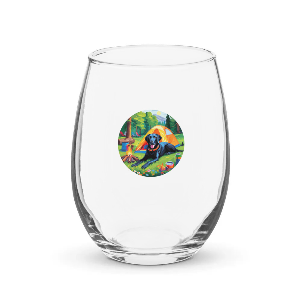 PugMug Custom Black Labrador Retriever Stemless Wine Glass