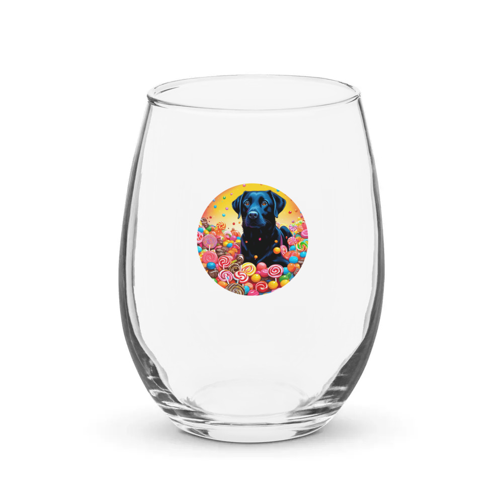 PugMug Custom Black Labrador Retriever Stemless Wine Glass
