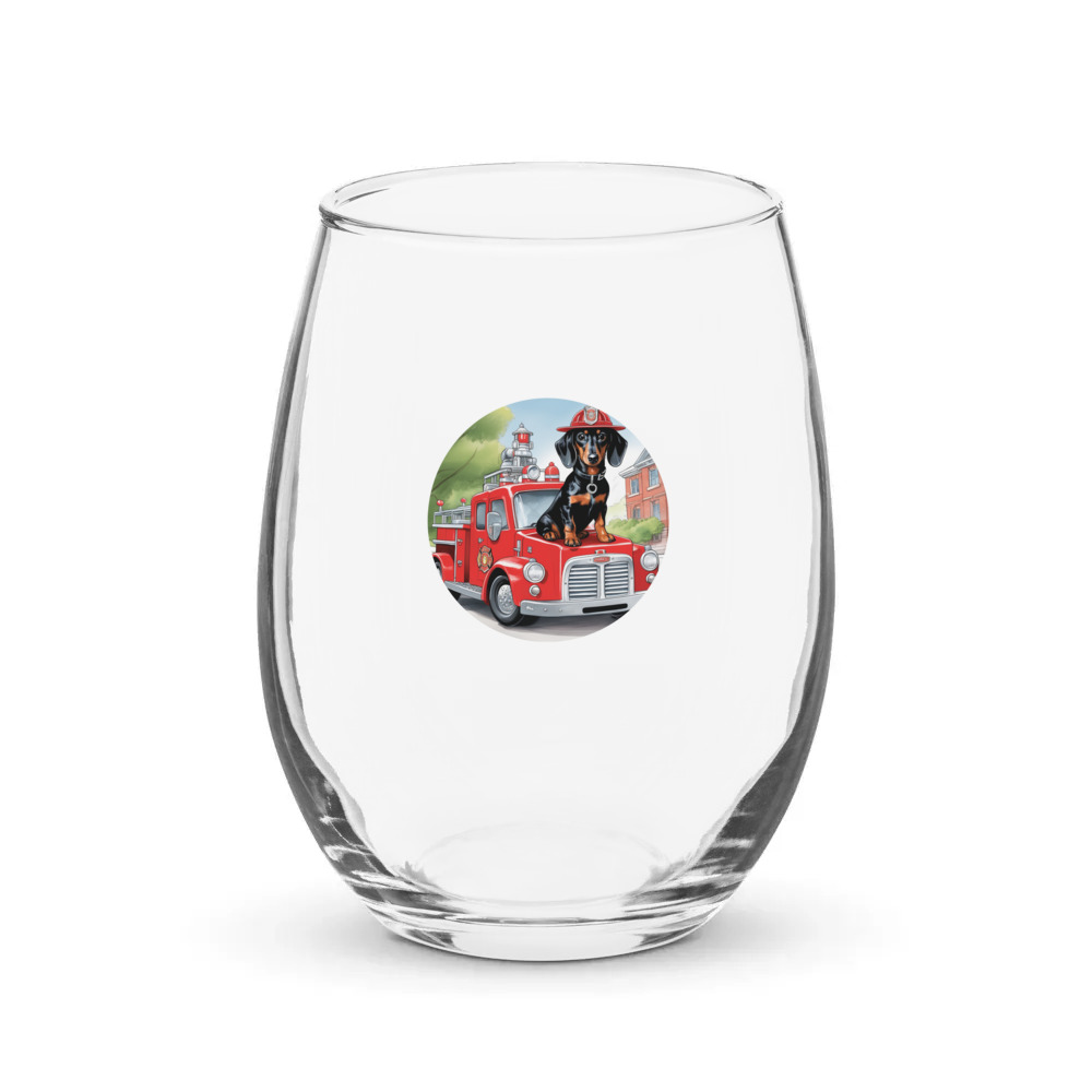 PugMug Custom Black Dachshund Stemless Wine Glass