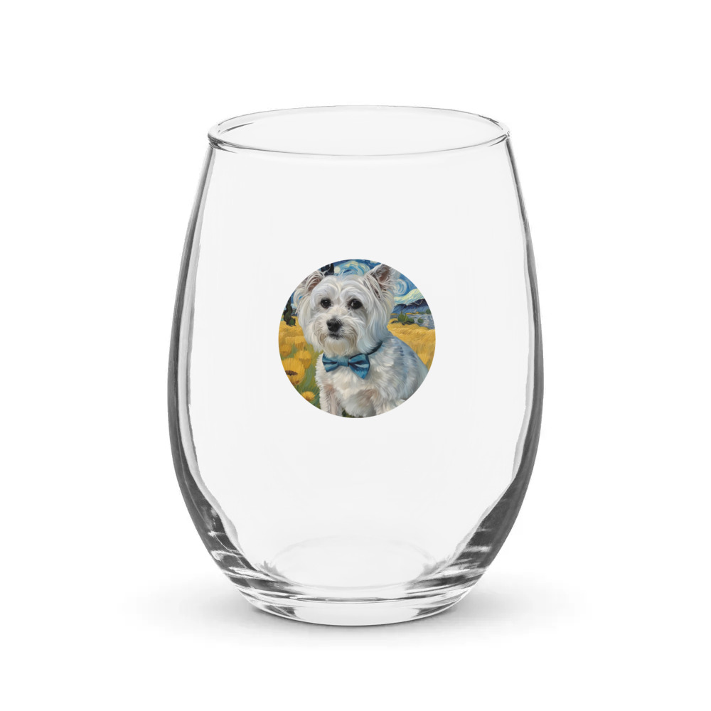 PugMug Custom Leo Stemless Wine Glass
