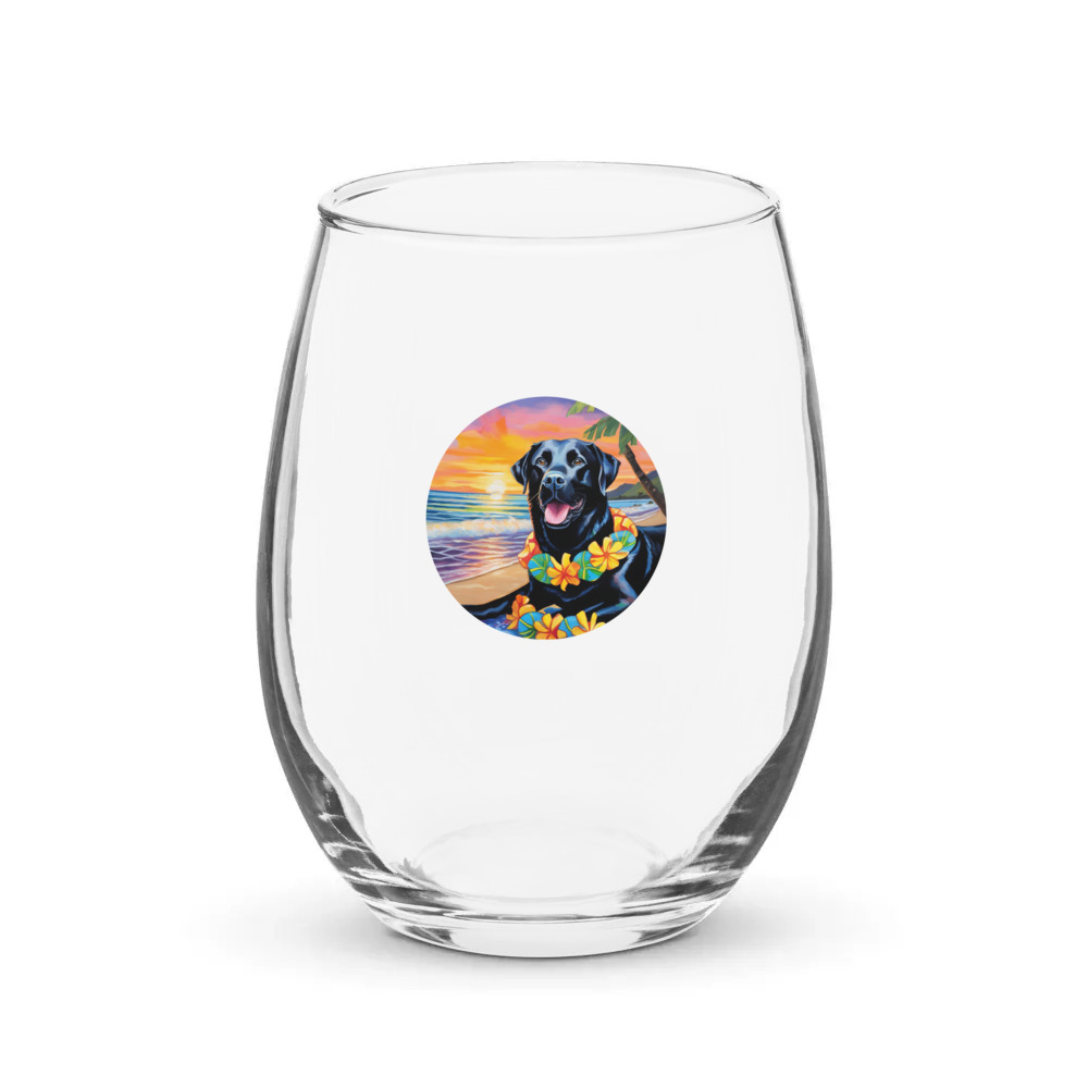 PugMug Custom Black Labrador Retriever Stemless Wine Glass