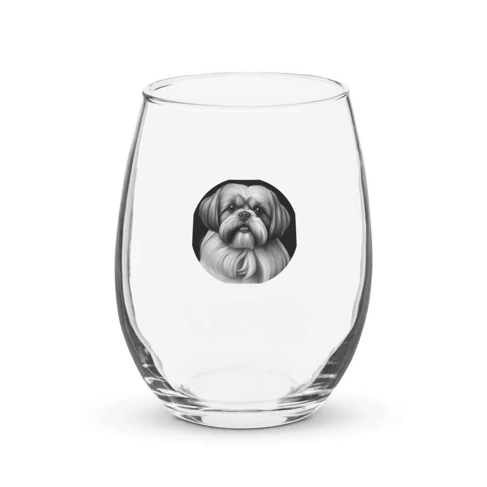 PugMug Custom Shih Tzu Stemless Wine Glass