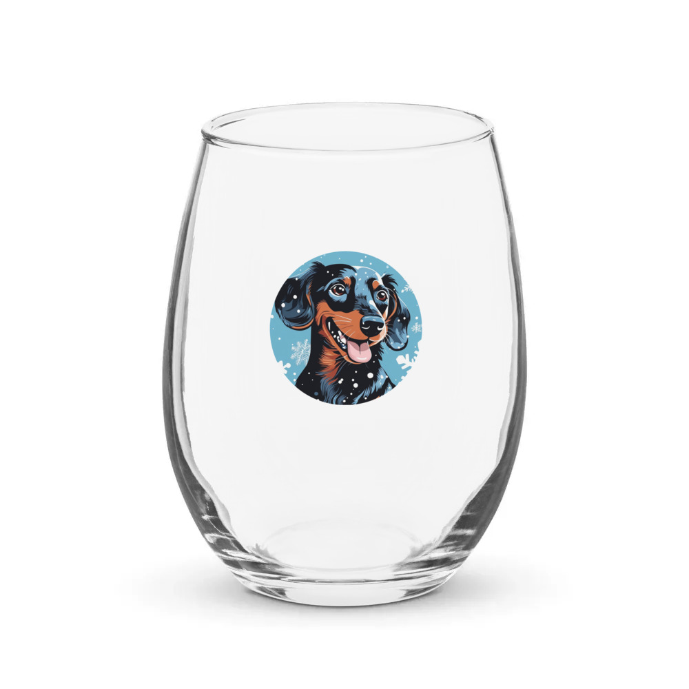 PugMug Custom Black Dachshund Stemless Wine Glass