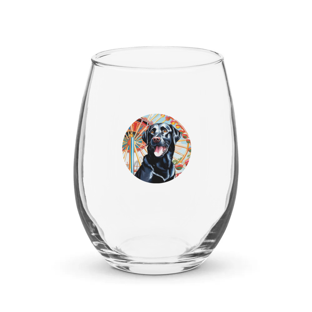 PugMug Custom Black Labrador Retriever Stemless Wine Glass