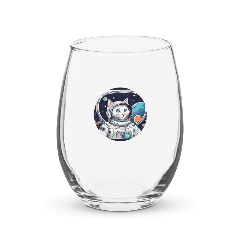 PugMug Custom White Companion Cat Stemless Wine Glass