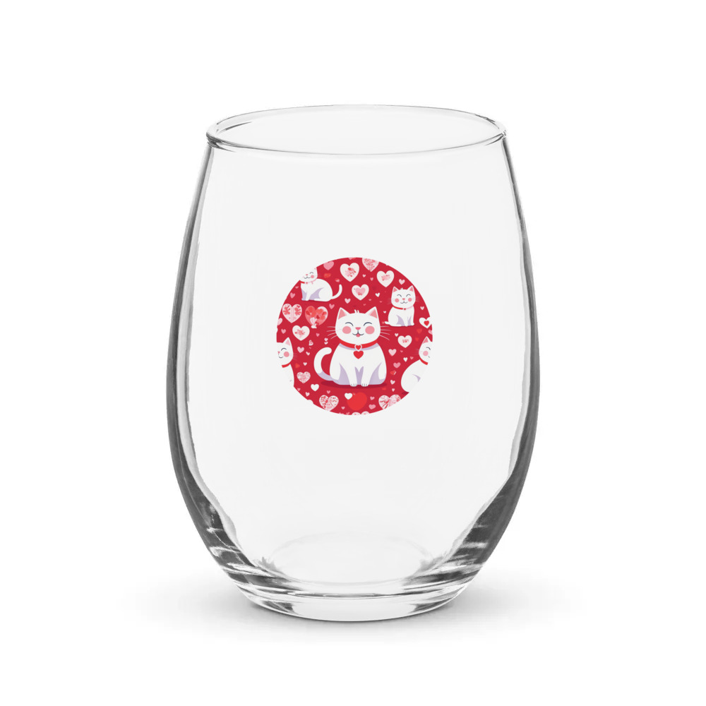PugMug Custom White Companion Cat Stemless Wine Glass