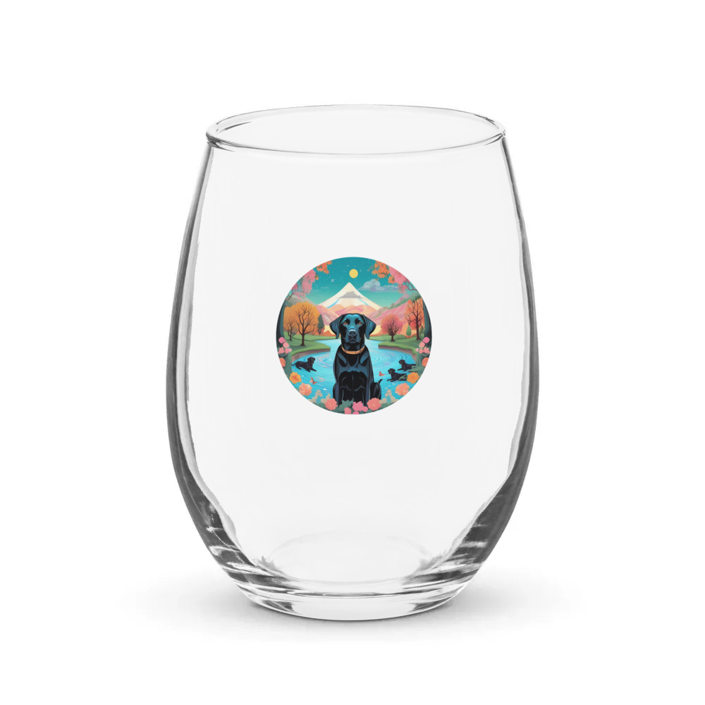 PugMug Custom Black Labrador Retriever Stemless Wine Glass
