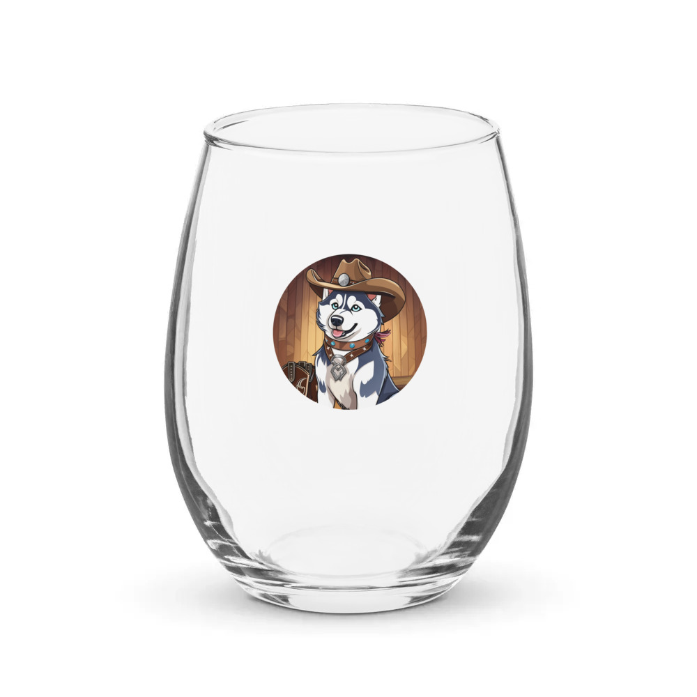 PugMug Custom Siberian Husky Stemless Wine Glass