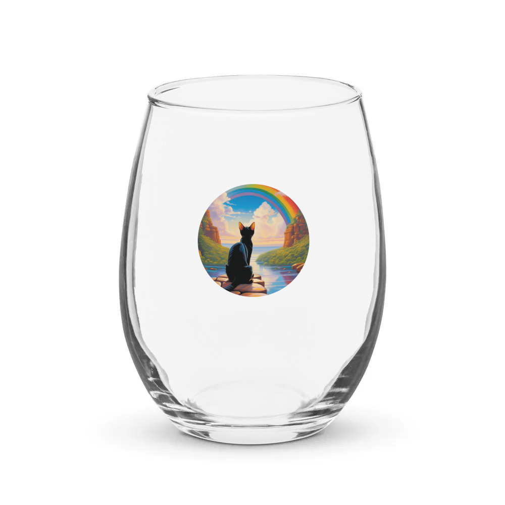 PugMug Custom Black Abyssinian Cat Stemless Wine Glass