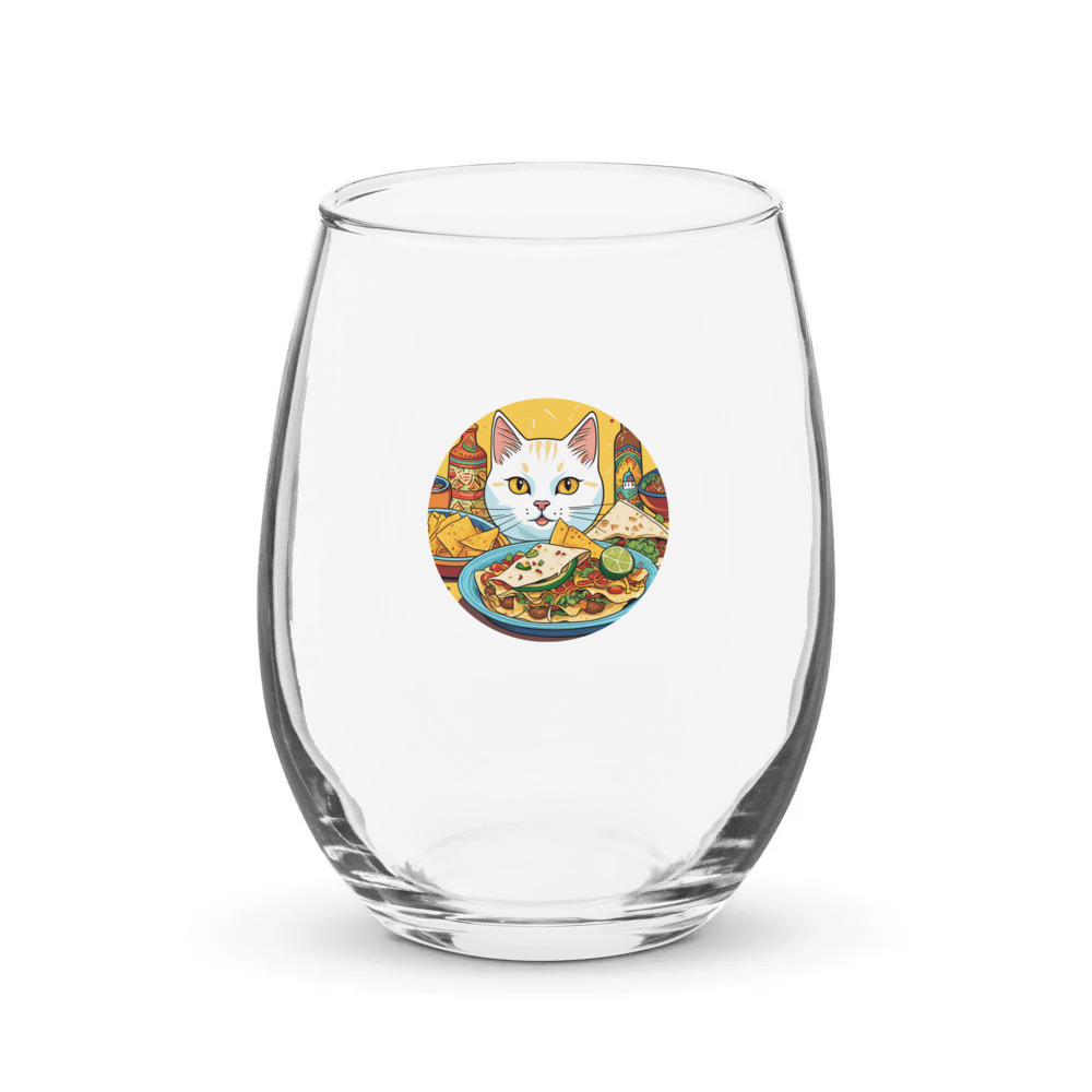 PugMug Custom White Companion Cat Stemless Wine Glass