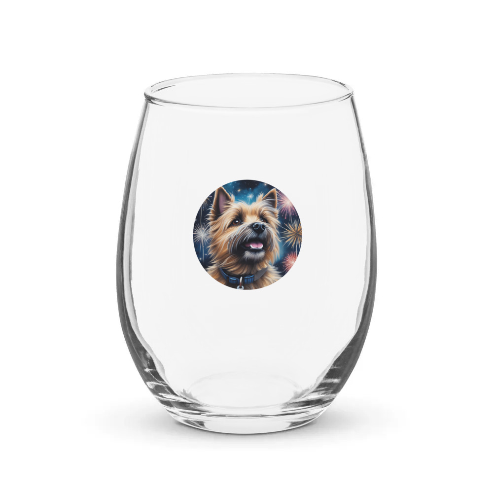 PugMug Custom Cairn Terrier Stemless Wine Glass