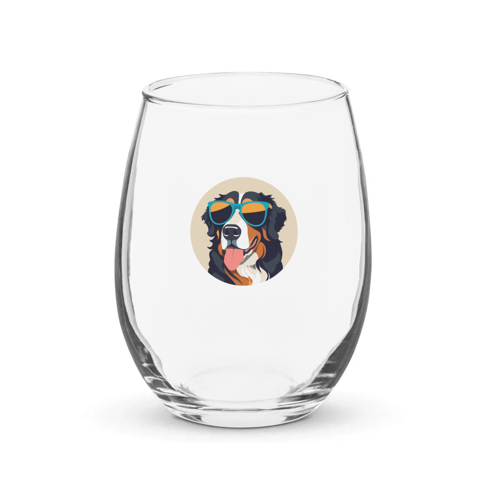 PugMug Custom Bernese Mountain Dog Stemless Wine Glass