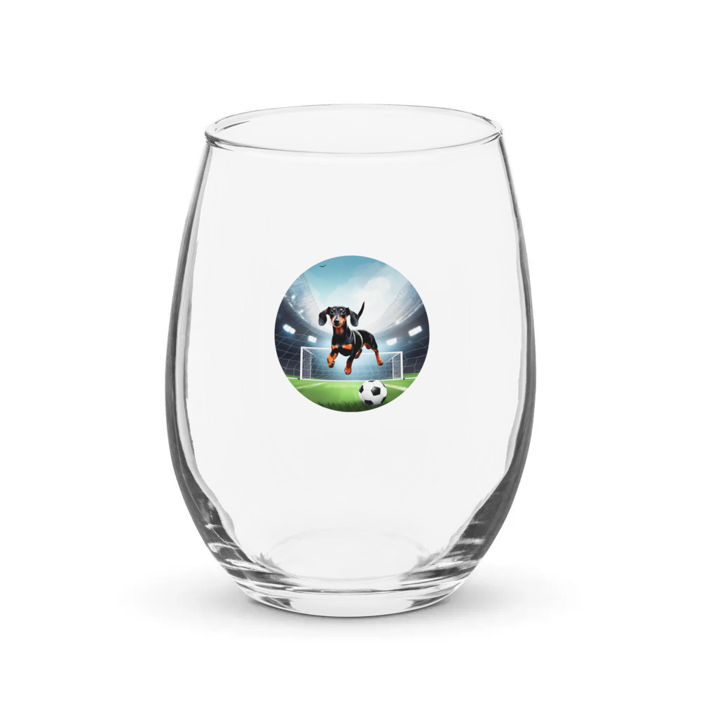 PugMug Custom Black Dachshund Stemless Wine Glass