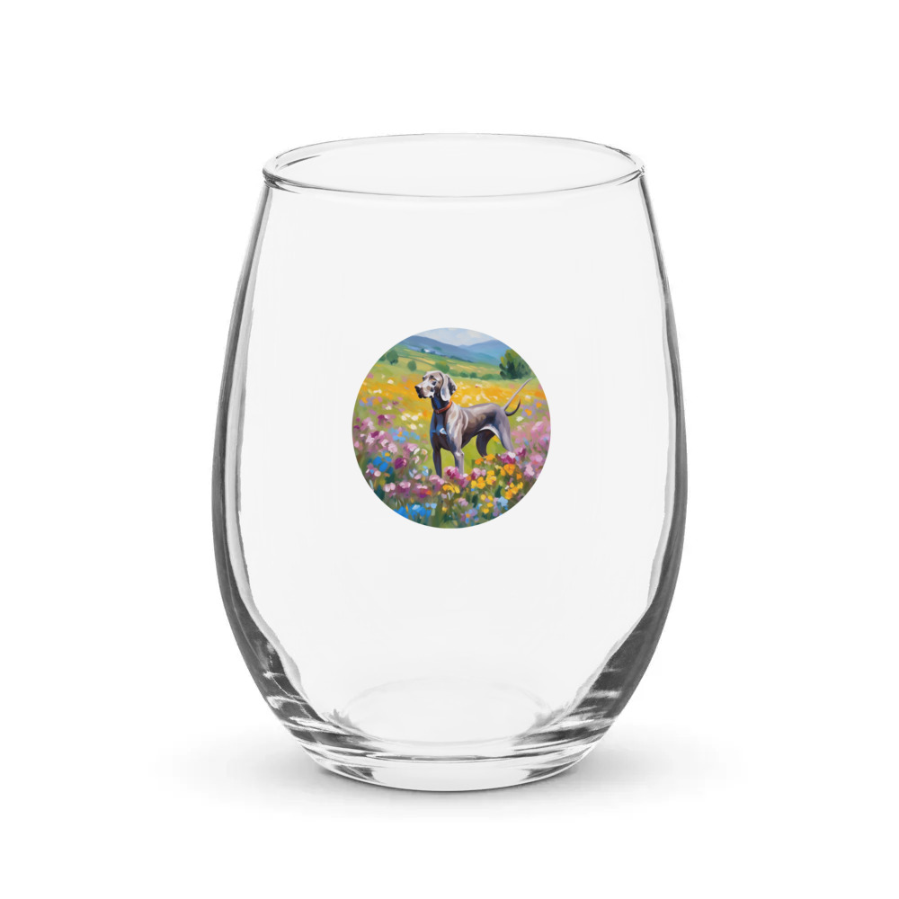 PugMug Custom Weimaraner Stemless Wine Glass