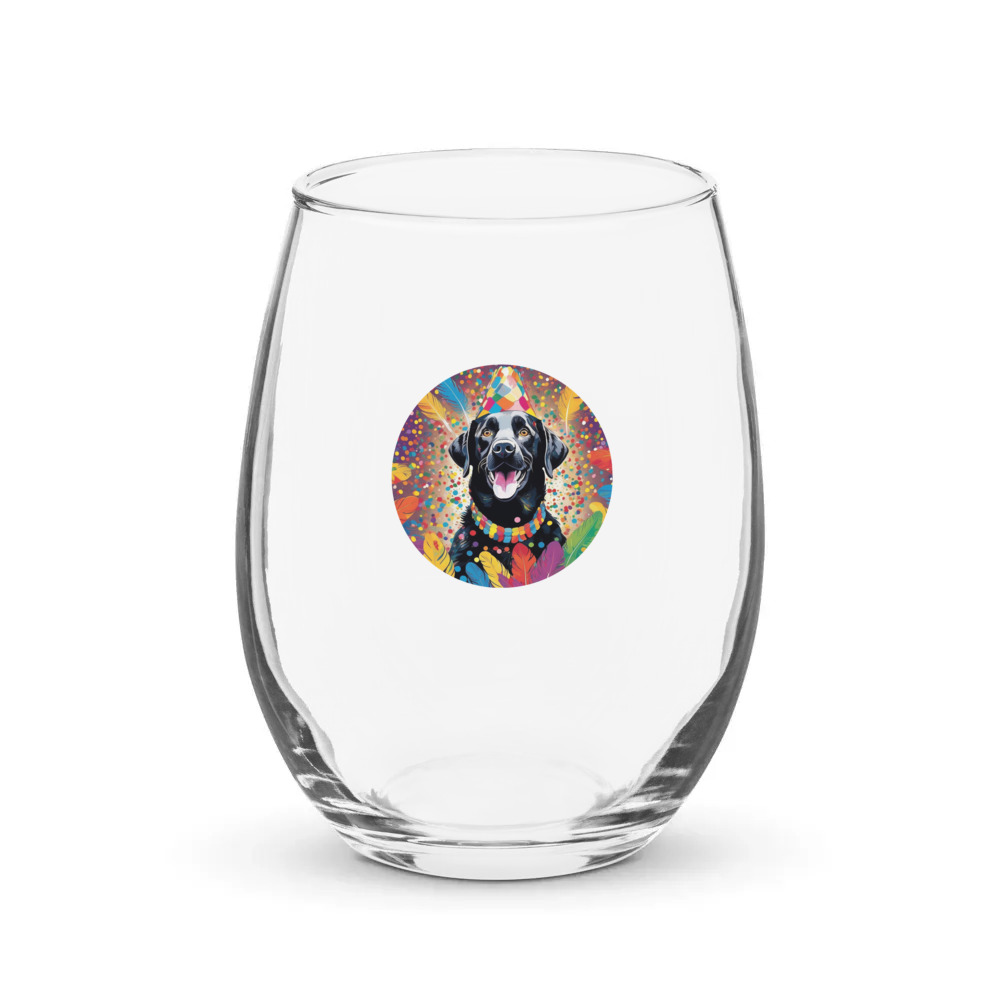 PugMug Custom Black Labrador Retriever Stemless Wine Glass