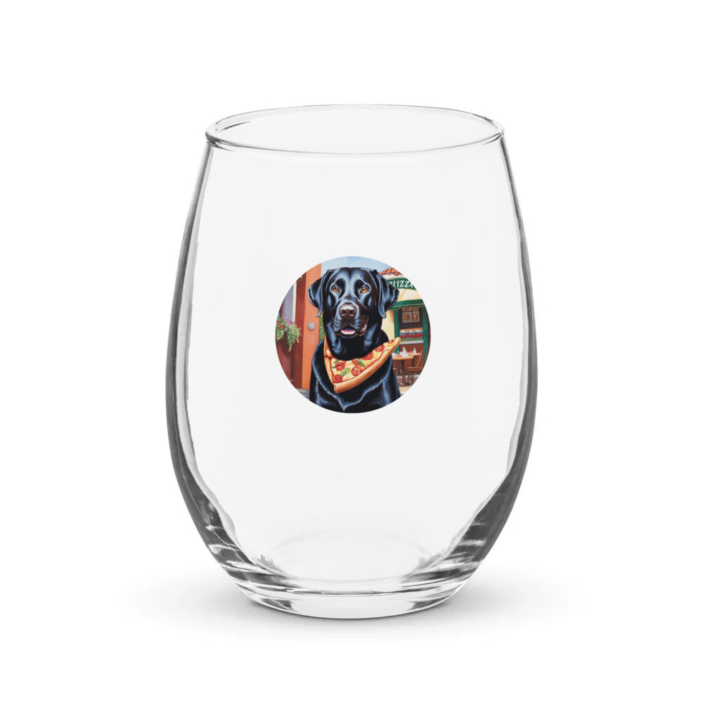 PugMug Custom Black Labrador Retriever Stemless Wine Glass