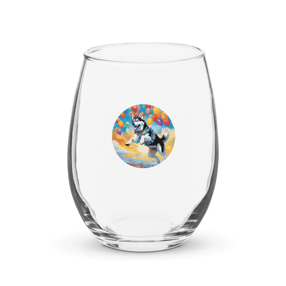 PugMug Custom Siberian Husky Stemless Wine Glass