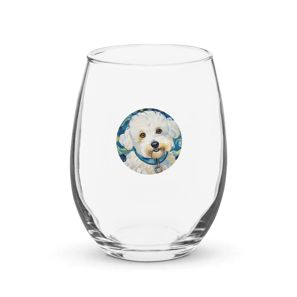 PugMug Custom Bichons Frise Stemless Wine Glass