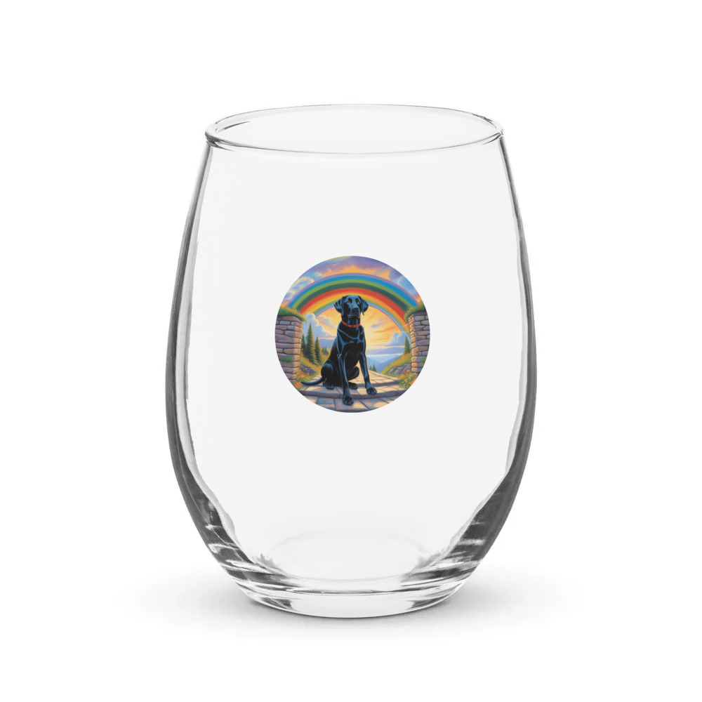 PugMug Custom Black Labrador Retriever Stemless Wine Glass