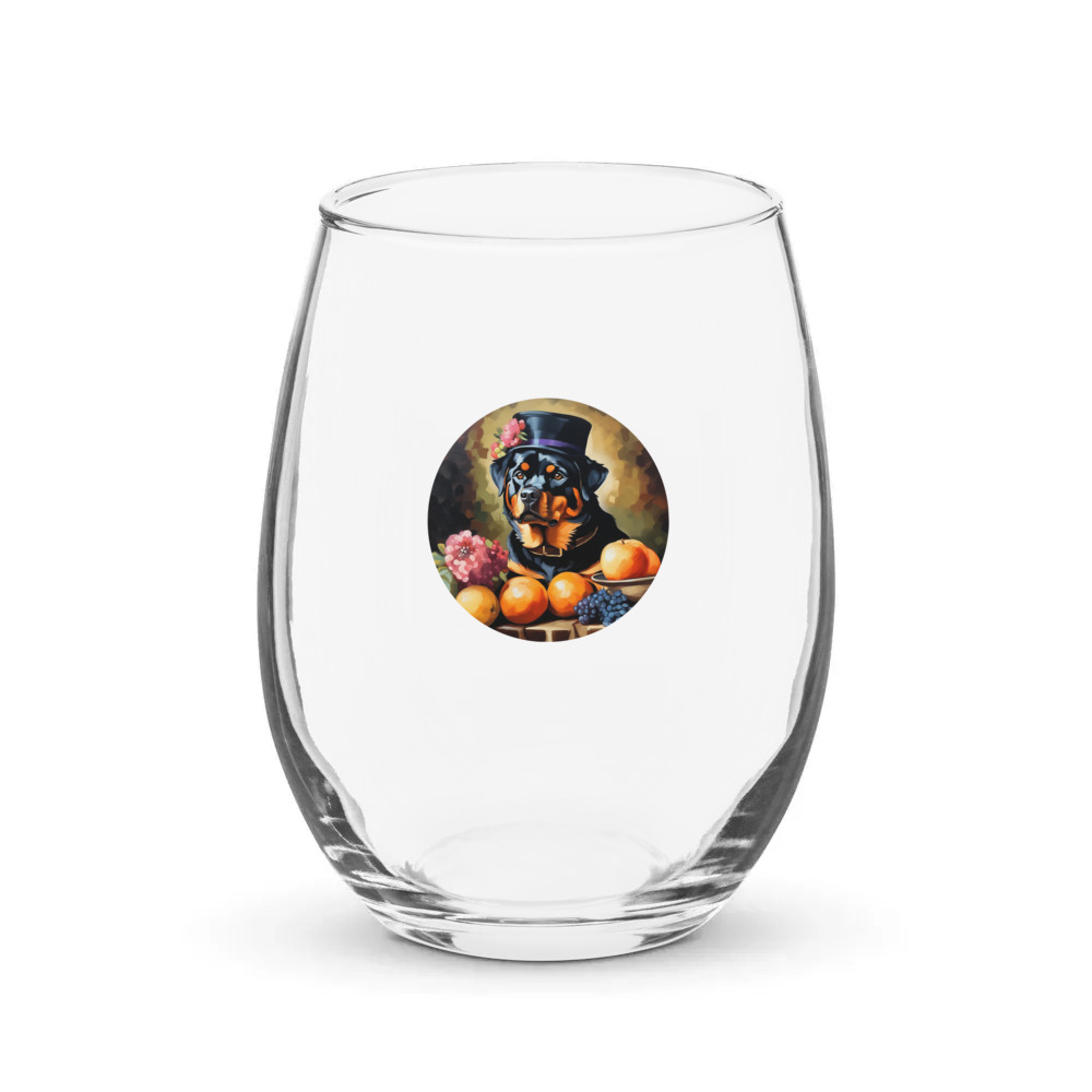 PugMug Custom Rottweiler Stemless Wine Glass