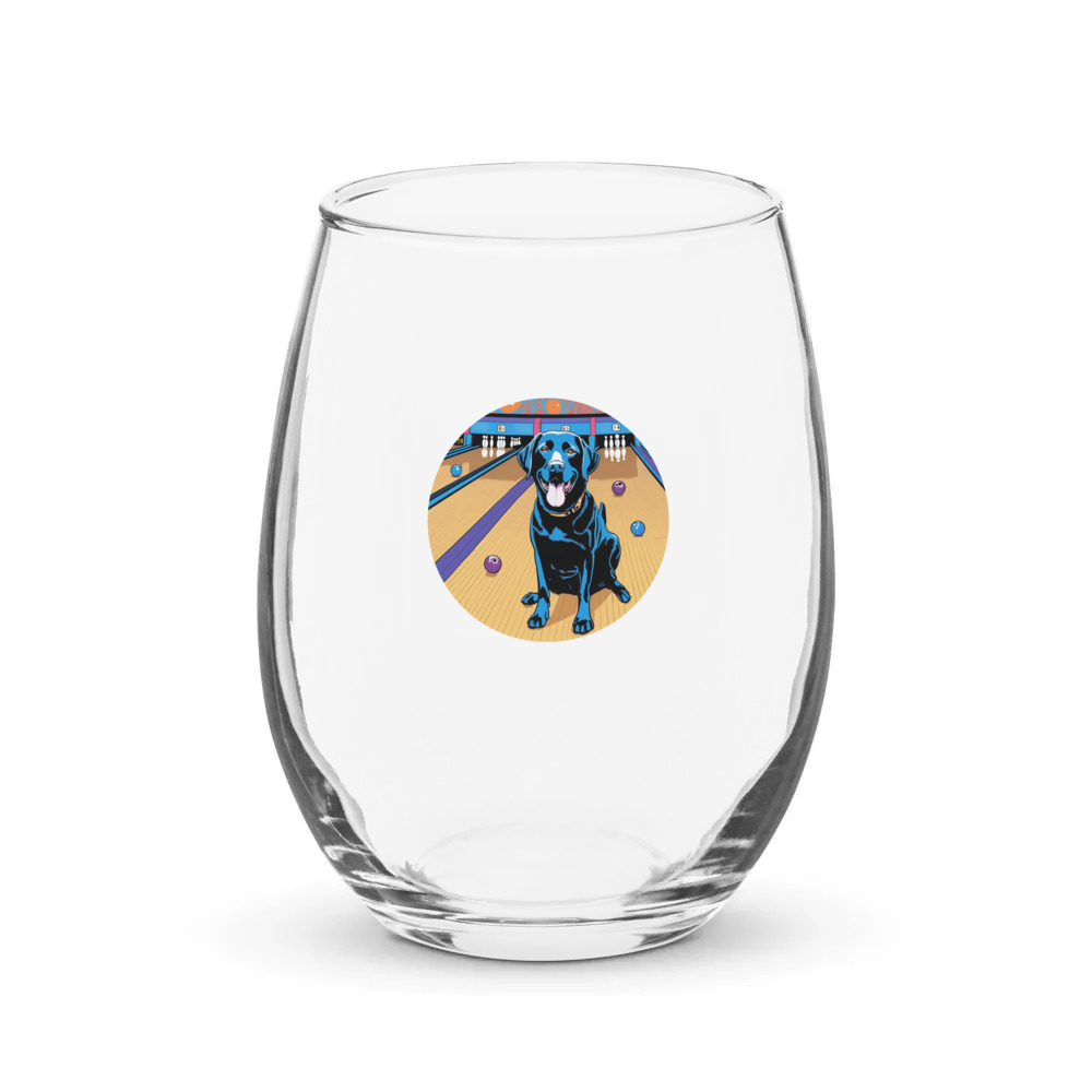PugMug Custom Black Labrador Retriever Stemless Wine Glass