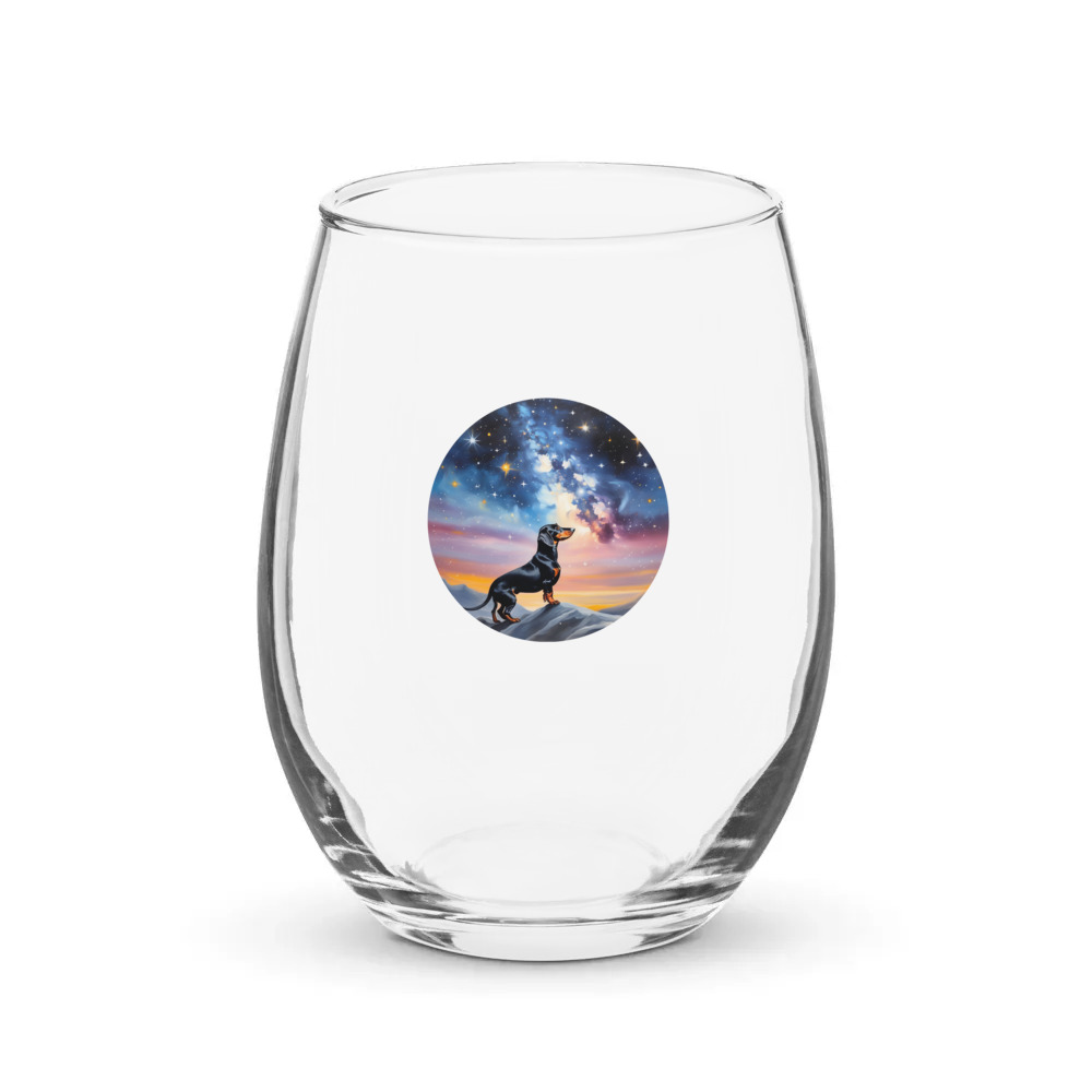 PugMug Custom Black Dachshund Stemless Wine Glass