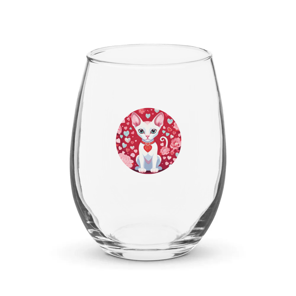 PugMug Custom White Sphynx Cat Stemless Wine Glass
