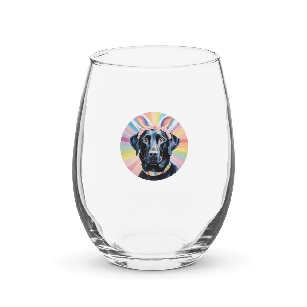 PugMug Custom Black Labrador Retriever Stemless Wine Glass