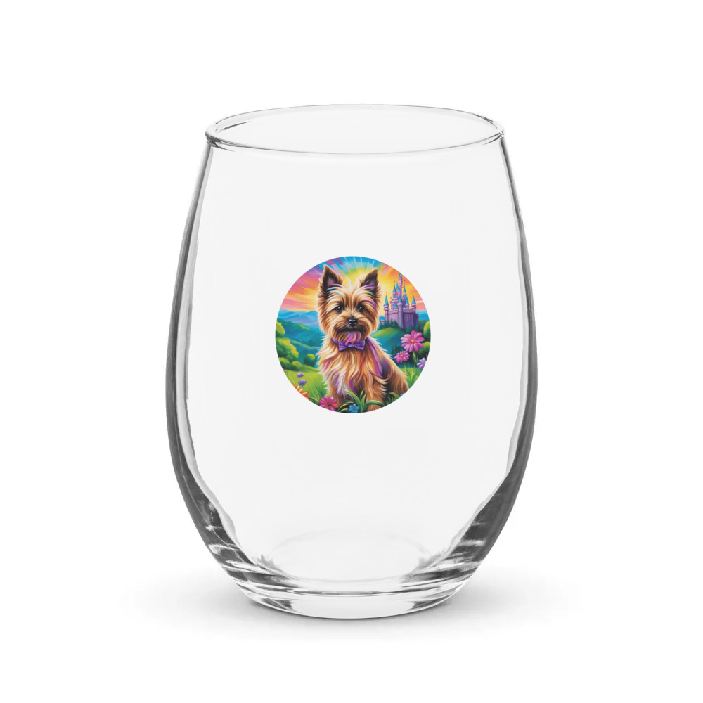 PugMug Custom Cairn Terrier Stemless Wine Glass
