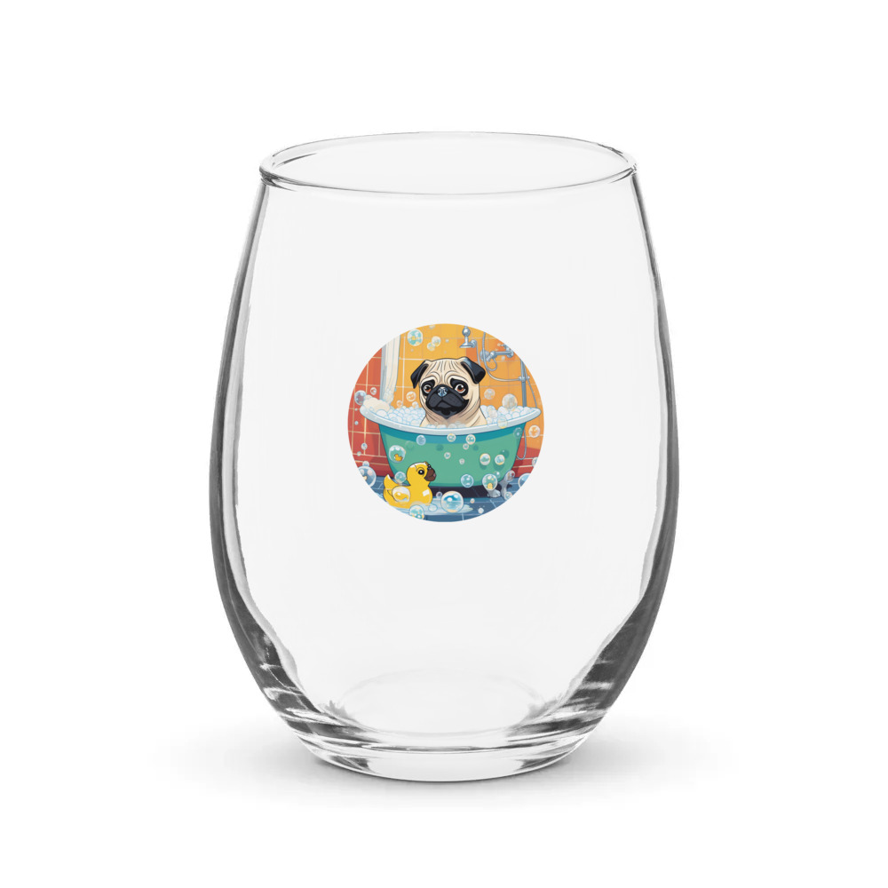 PugMug Custom Pug Stemless Wine Glass