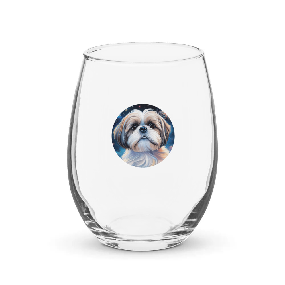 PugMug Custom Shih Tzu Stemless Wine Glass