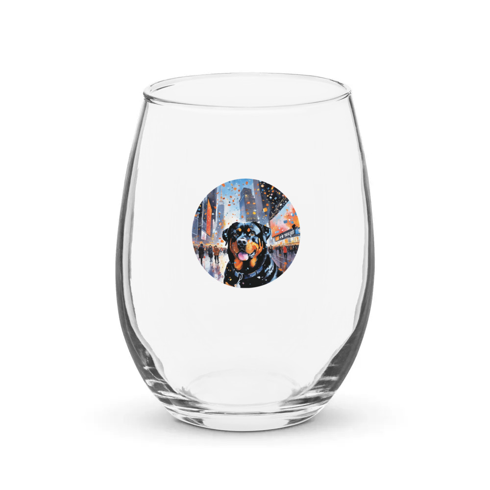 PugMug Custom Rottweiler Stemless Wine Glass