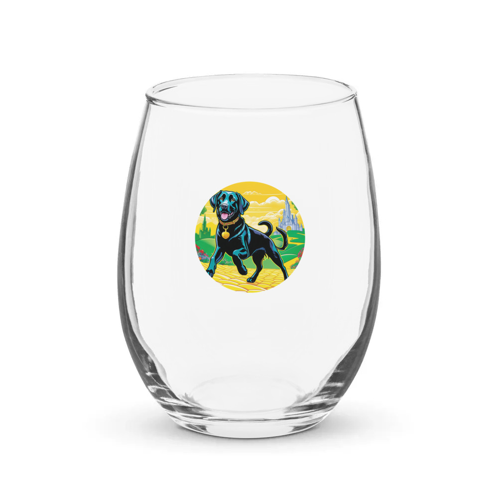 PugMug Custom Black Labrador Retriever Stemless Wine Glass