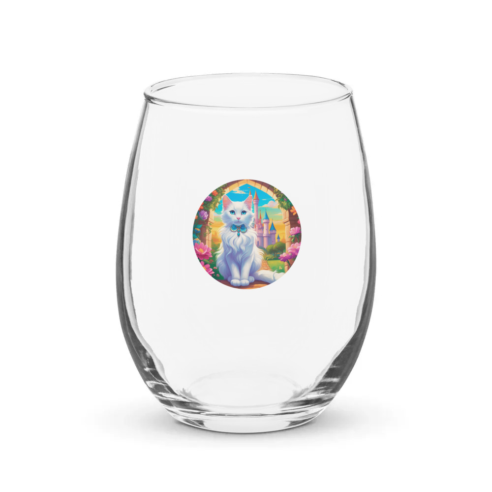 PugMug Custom White Companion Cat Stemless Wine Glass