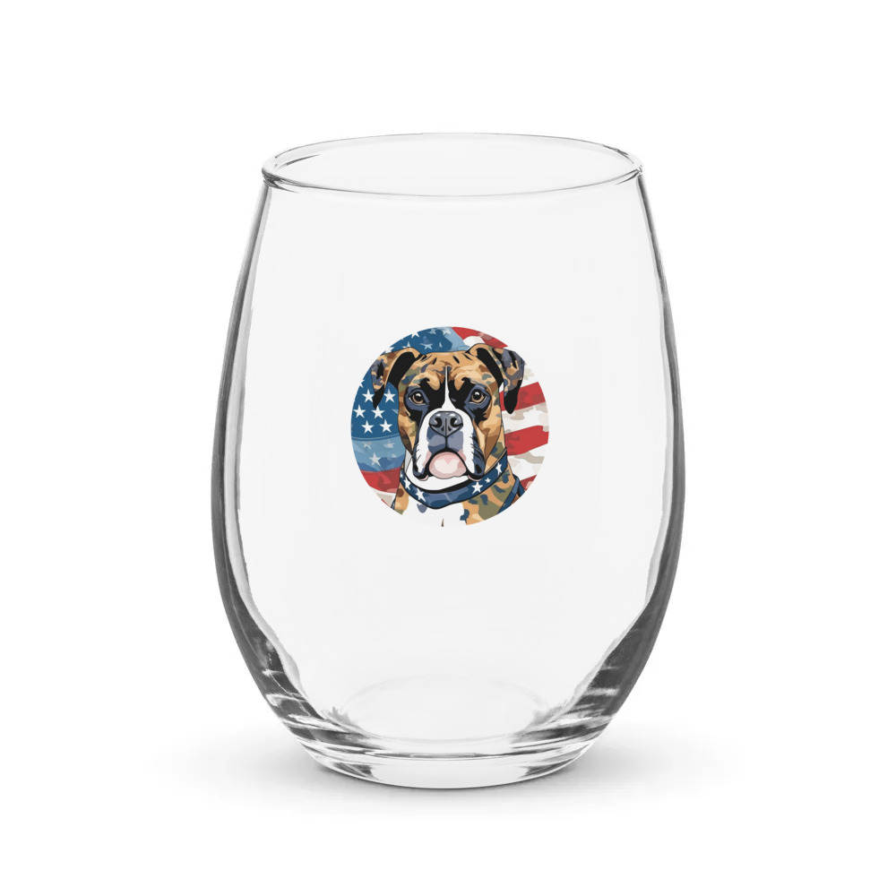 PugMug Custom Boxer Dog Stemless Wine Glass