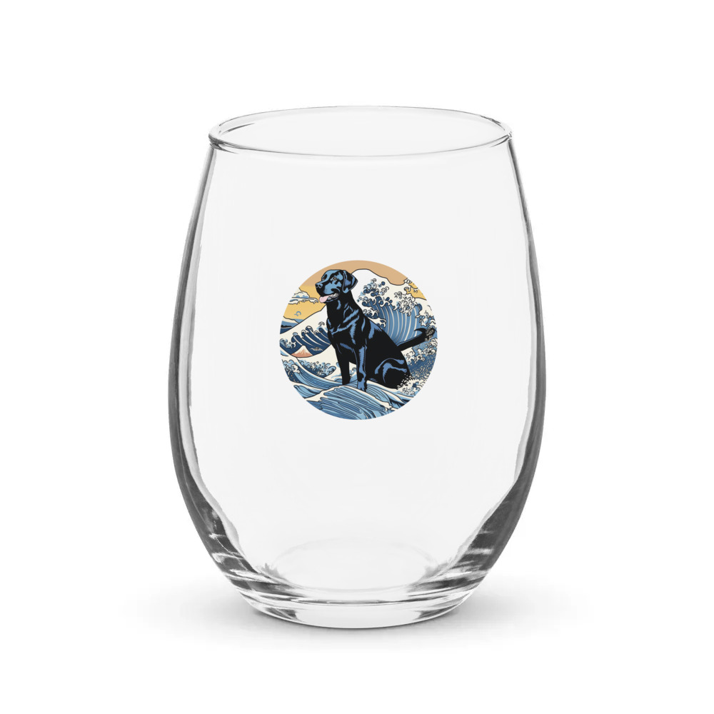 PugMug Custom Black Labrador Retriever Stemless Wine Glass