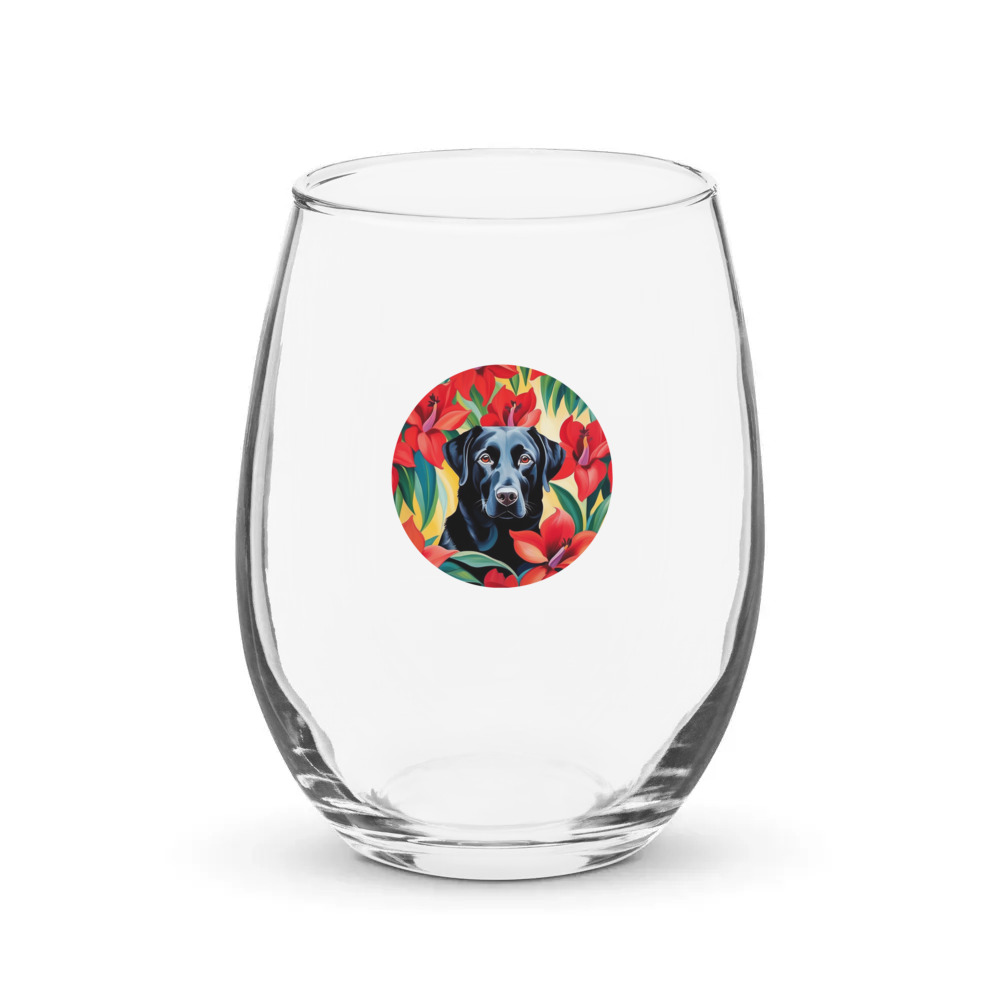 PugMug Custom Black Labrador Retriever Stemless Wine Glass