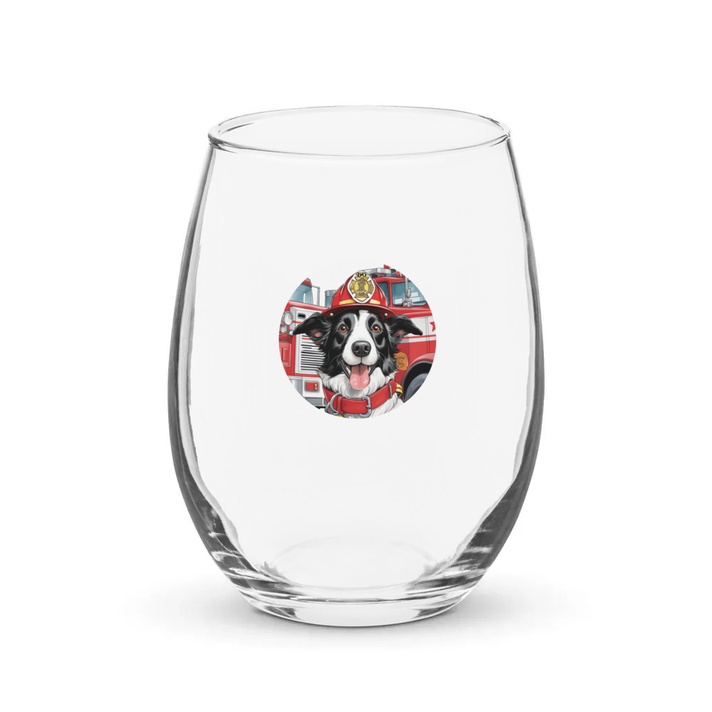 PugMug Custom Border Collie Stemless Wine Glass