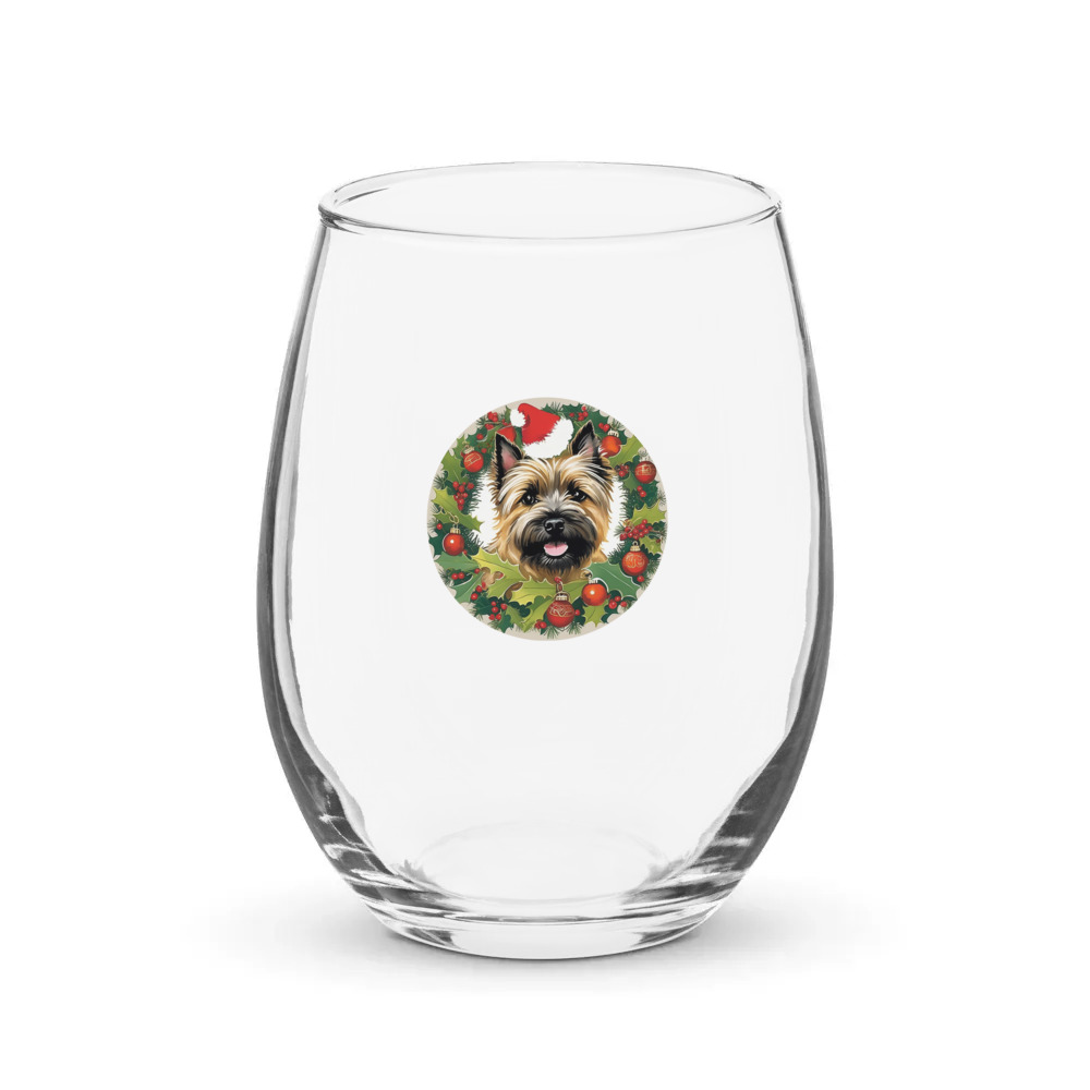 PugMug Custom Cairn Terrier Stemless Wine Glass