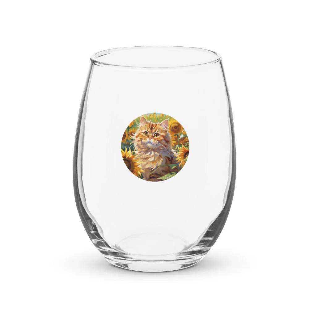 PugMug Custom Tabby Persian Cat Stemless Wine Glass