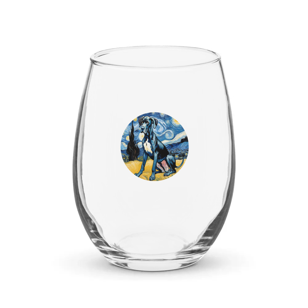 PugMug Custom Great Dane Stemless Wine Glass