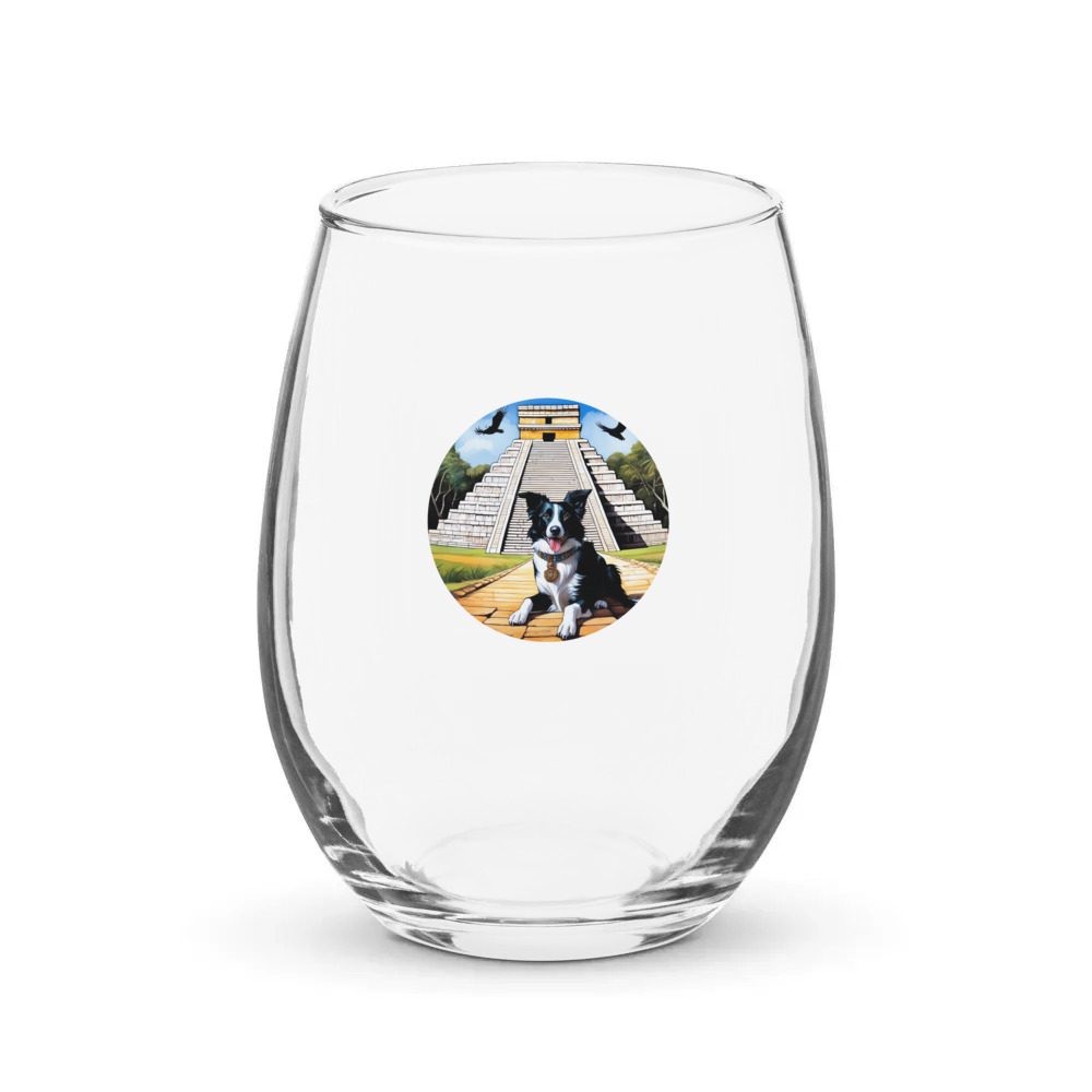 PugMug Custom Border Collie Stemless Wine Glass