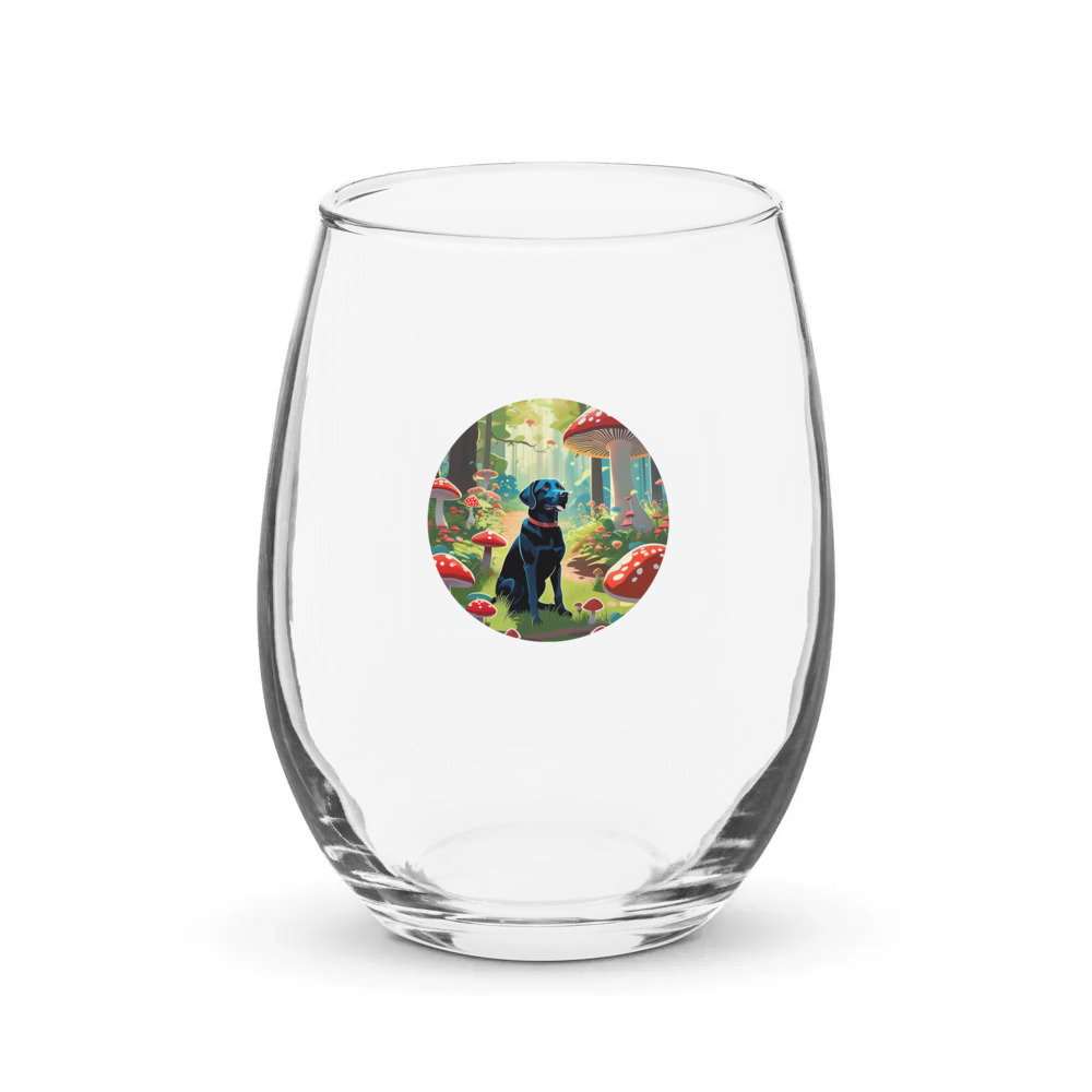 PugMug Custom Black Labrador Retriever Stemless Wine Glass