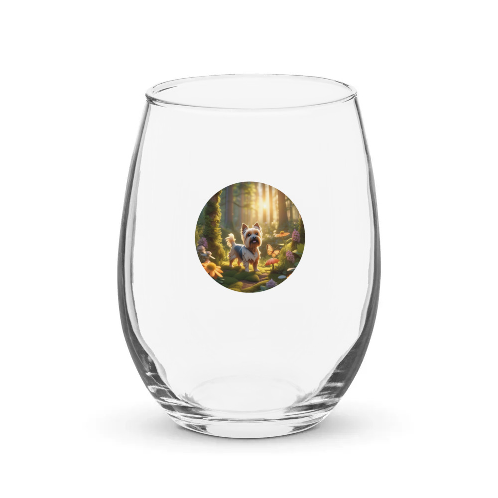 PugMug Custom Cairn Terrier Stemless Wine Glass