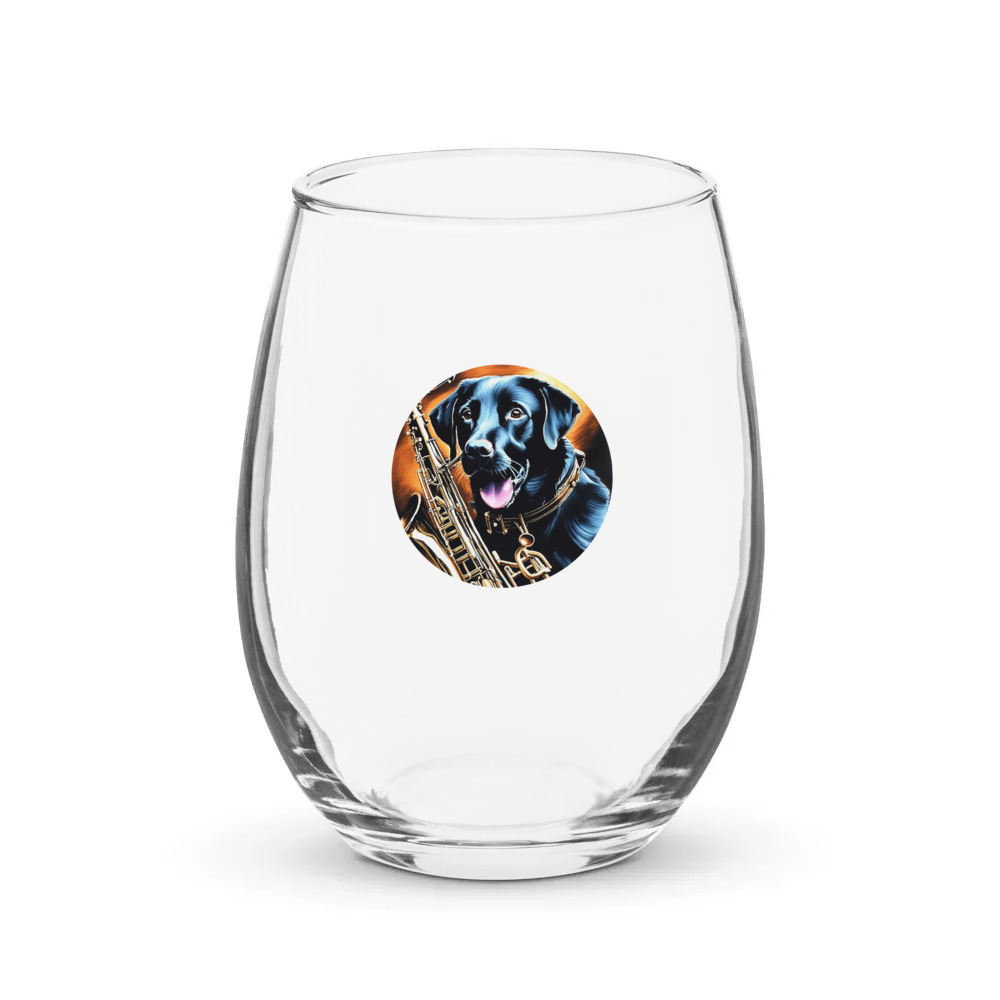 PugMug Custom Black Labrador Retriever Stemless Wine Glass