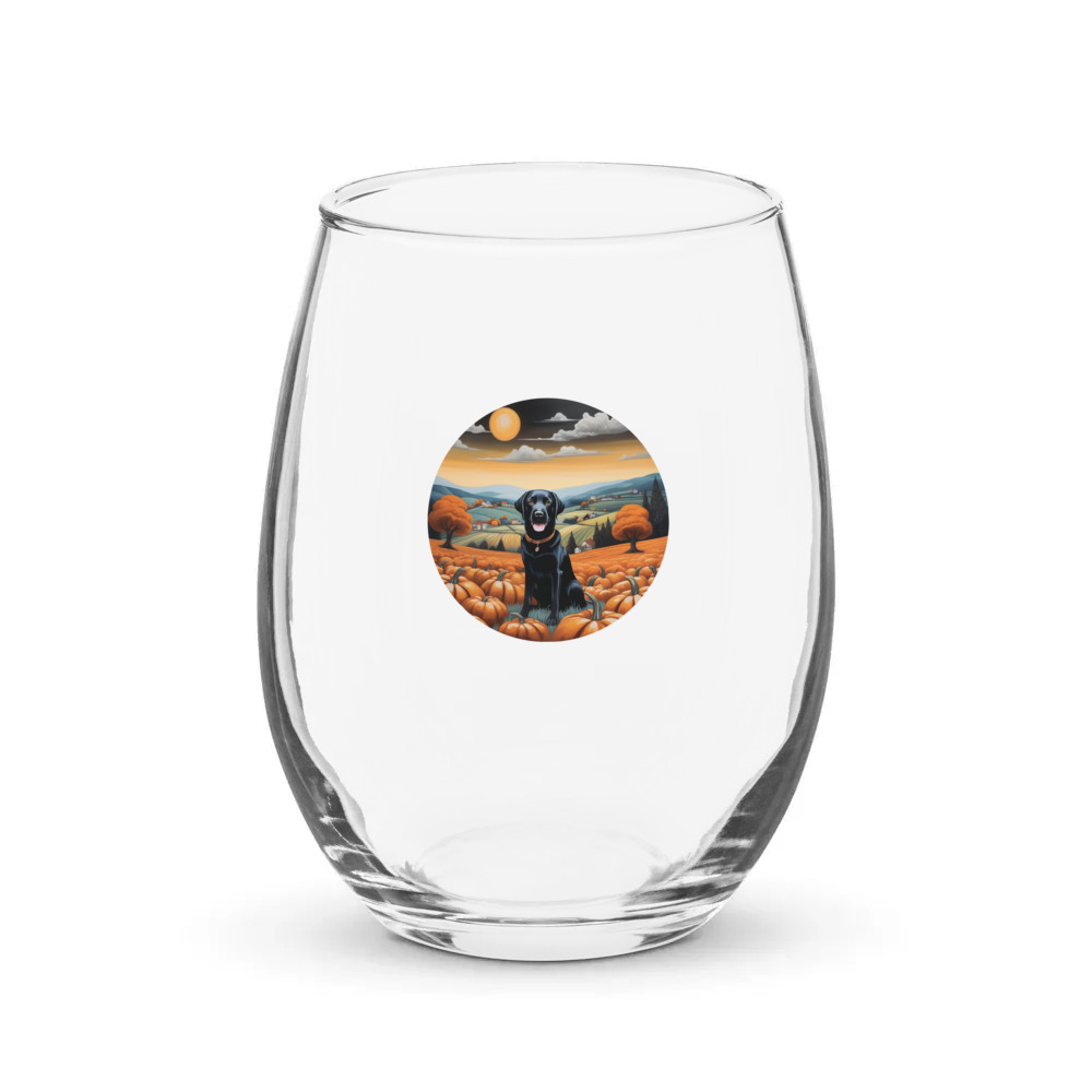 PugMug Custom Black Labrador Retriever Stemless Wine Glass